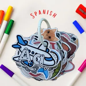 Spanish Alphabet Tracing Flashcards Laminated ABC Learning Cards for Kids Preschool Homeschool Writing Practice with Binder Ring A-Z Uppercase Lowercase Cards for Early Learners