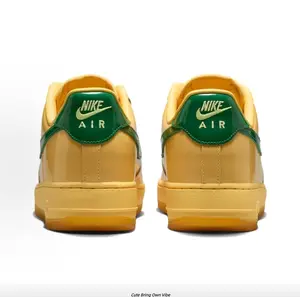 Cream Yellow & Dark Green Contrast Green Side Badge Gloss Skate Sneakers Leather Daily Retro Sports Casual Shoes For Men Women