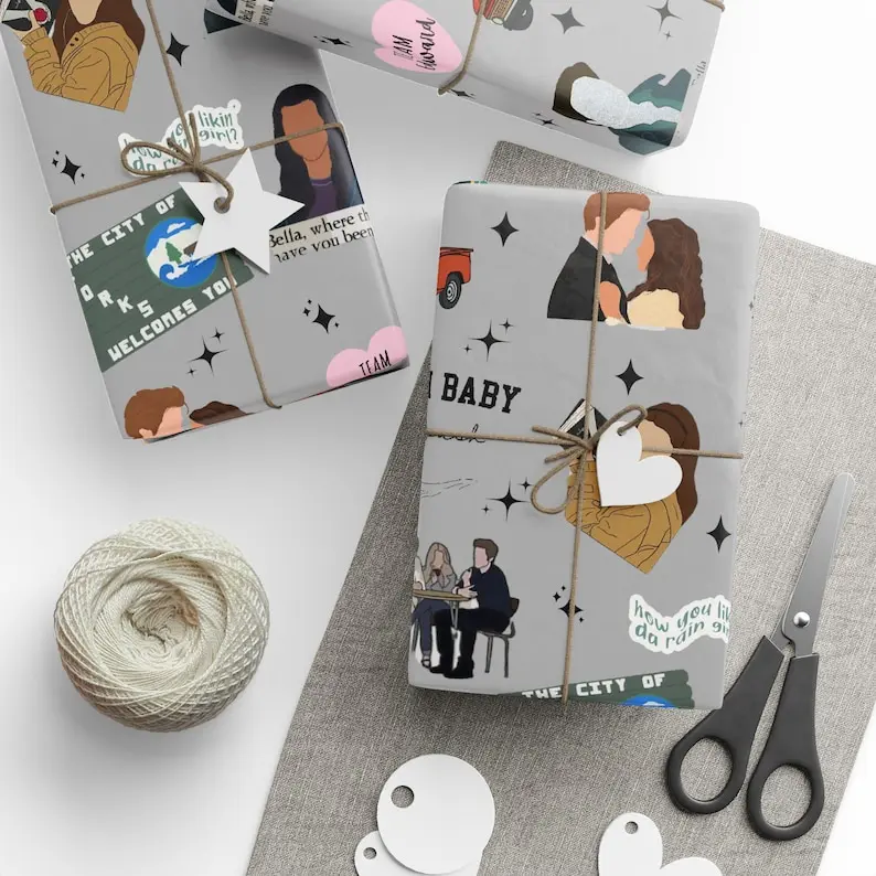Twilight Wrapping Paper Hoa Hoa Hoa Edward Cullen Christmas Twilight Merch Twilight Gift Twilight New Moon Titsoak Bella Swan Jacob Black