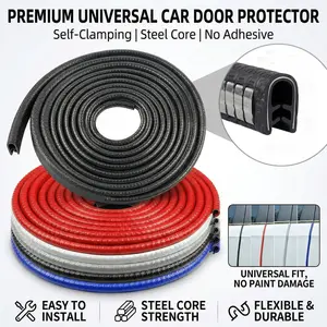 16.4FT Universal Car Door Edge Guards, No-Glue Metal Core Protector, Anti-Scratch Trim