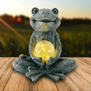 Zen Yoga Frog Garden Statue Ornament, Outdoor Decor, Solar Patio Garden Sculptures & Statues,  Ideas for Women