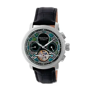 Heritor Automatic Men's Aura Stainless Silver and Black Watch