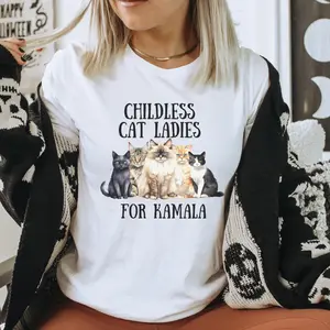 Childless Cat Ladies for Kamala Harris Shirt- Loud and Proud Presidential Statement Tee