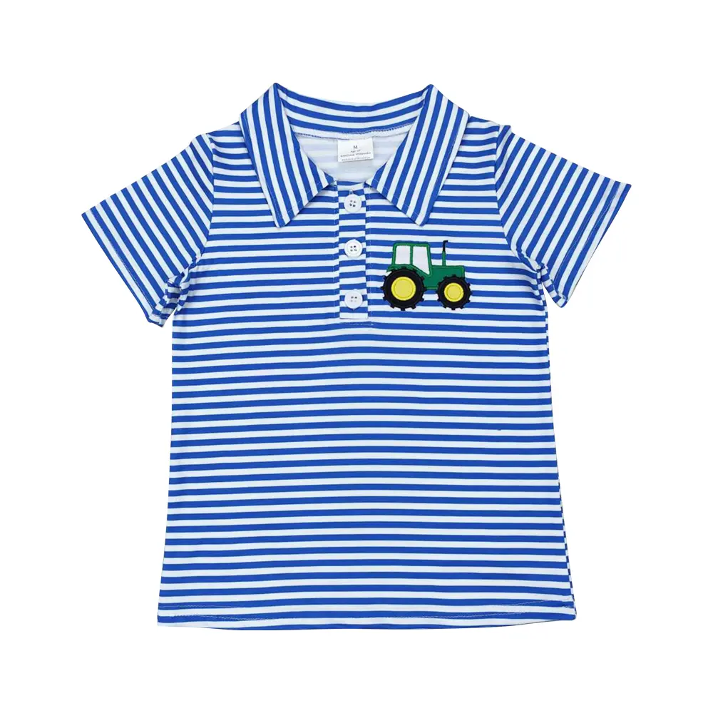 BT0689 - Baby Boy Polo Tractor T-Shirt, Cute Top, Fitted Fit, Easy Care, Summer Short Sleeve Baby Boy Clothes, 3/6M - 7/8T, 3-6M