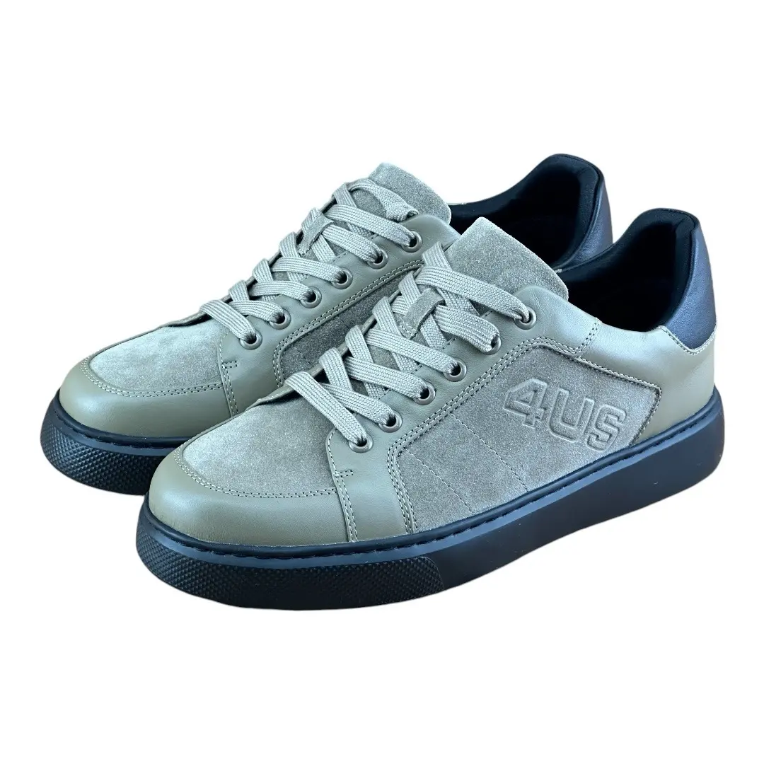 Cesare Paciotti 4US City Men's Shoes Olive Green Leather Suede Sneakers