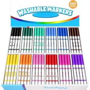 240 PCS Washable Markers for Kids, Colored Markers Bulk for School, Thin Marker Set in 12 Assorting Colors, Fine Line Marker with Conical Tip, Back to School Supplies, Classroom Must Haves