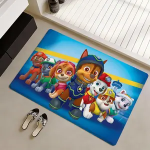 Paw-Patrol Adventure Floor Mat Non-Slip Soft Flannel Thickened Cartoon Pattern Rug Indoor Door Mat, Ultra Soft Absorbent Wear-Resistant Floor Mat for Living Room Hallway Entryway Front Door Porch, Durable Non-Skid Home Decoration Mat for Indoor Daily Use