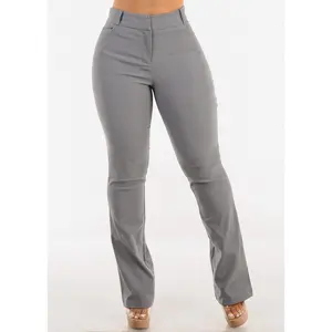 High Waist Stretch Bootcut Dress Pants Grey