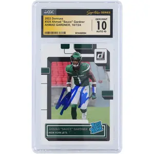 Ahmad Gardner New York Jets Autographed 2022 Panini Donruss #328 CGC Fanatics Witnessed Authenticated 10/10 Rookie Card - Fanatics Authentic Certified