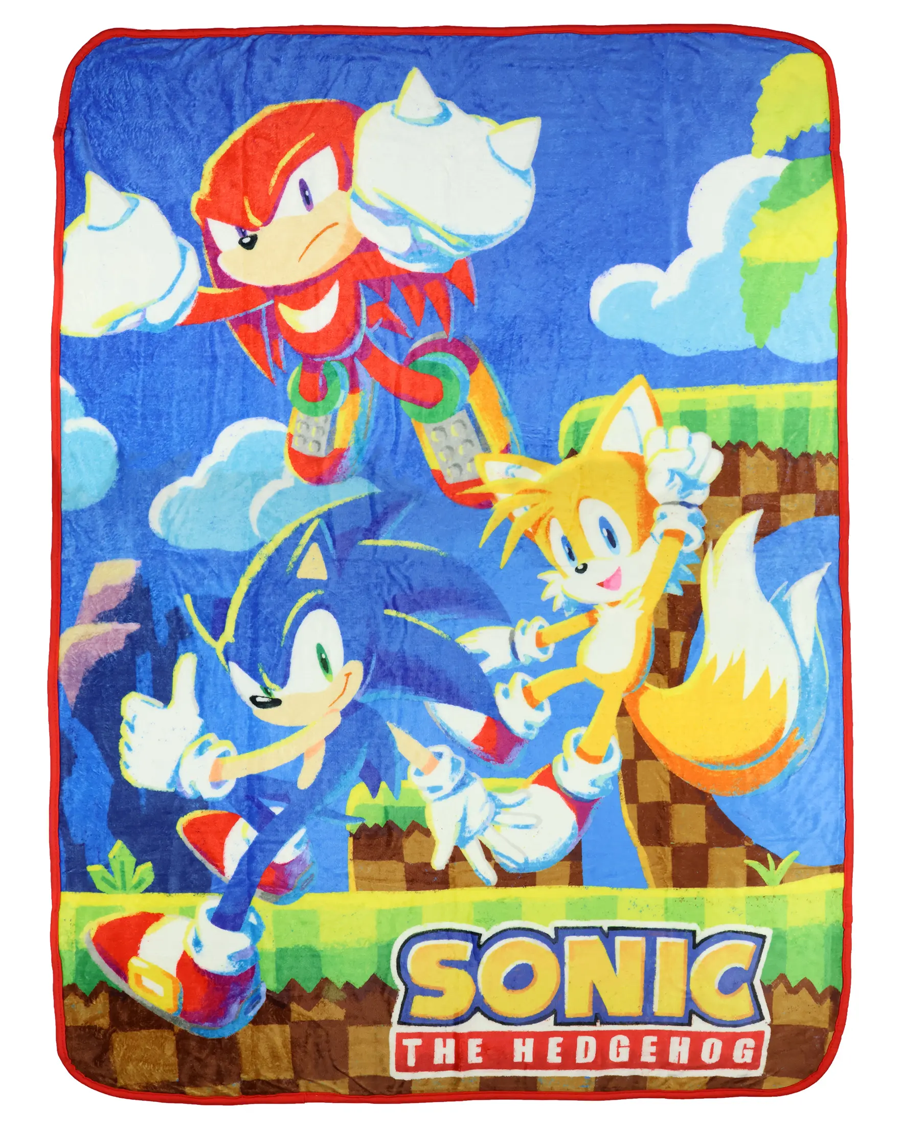 Sonic The Hedgehog Throw Blanket Knuckles Tails and Sonic Classic Design Fleece Blanket 45x60"