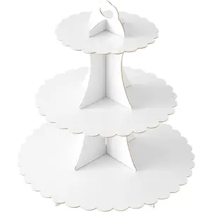 3-Tier Cupcake Stand, Cardboard Cupcake Tower, Dessert Cup Cake Stand Tower for Birthday Wedding Party Decoration, Cupcake Tier Stand 1 Set (White)