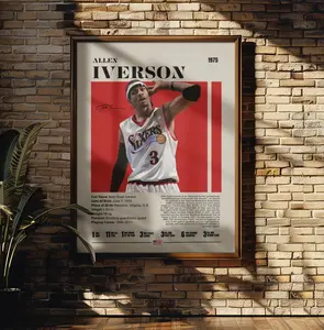 Allen Iverson Poster, NB A Poster, Sports Poster, Mid Century Modern, Basketball Poster, Sports Bedroom Posters