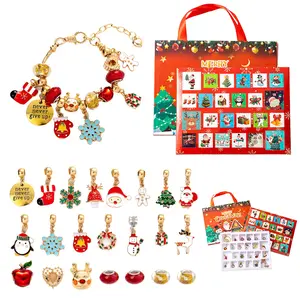 DIY Christmas Bracelet Set 24-Day Countdown Advent Calendar Cartoon Style Festival Surprise Gift Box Christmas Limited Edition