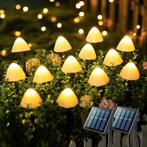 JMEXSUSS Solar Mushroom Lights for Outside, 20 LED 36FT Solar String Lights Outdoor Waterproof, 8 Modes Pathway Lights for Garden Patio Yard Decor
