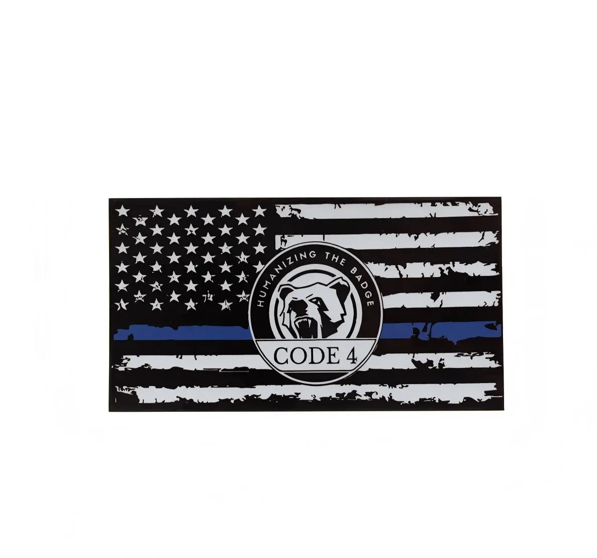 Thin Blue Line Code 4 Bumper Sticker - 3D Raised Detail Waterproof Vinyl Decal, Universal Car Sticker for Car, Laptop | （Free Know Your Rights Red Card)