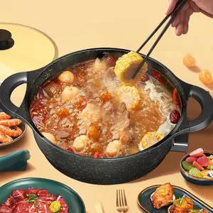 Food Party Electric Hot Pot Skillet Hotpot Pot Electric Cooker Shabu Shabu Pot 110V Non-Stick 6L BPA FREE Fondue Chinese Hot Pot. Ceramic cookware, non-stick, suitable for induction cooktops, including frying pans and stew pots, dishwasher safe.