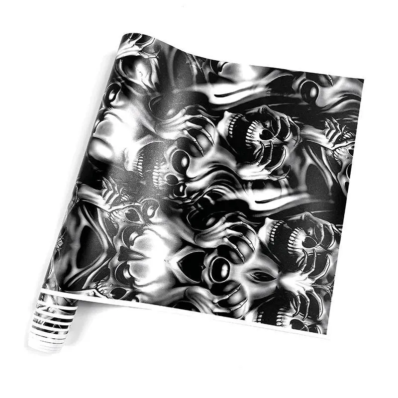 Skull Pattern Car Paint Film, Horror Style, Covers Scratches, Waterproof and Sunproof, Vinyl Wrap Decal for Cars, Motorcycles, Bicycles, Skateboards, Car Decals, Automotive Decals, Multipurpose Car Decal, Automobile Decals