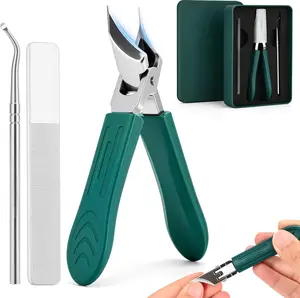 Upgraded Eagle Beak Beveled Nail Clippers, Long Handle Wide Jaw Slanted Nail Clipper, Eagle Beak Angled Edge Nail Clippers 3-Piece Set, Wide Jaw Opening Anti-Splash Nail Clipper for Men Women.Pain-Free Nail Clippers