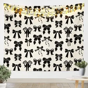 Bow Wall Hanging for Living Room Bedroom,Small 51W"x59L" Black Bow Tapestry,Cute Bowknot Wall Blanket,Microfiber Bow Wall Art Decoration Lightweight