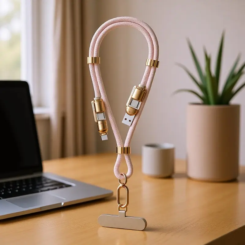 【MUNBYN】240W 4-in-1 Lanyard Charging Cable – One Cable to Rule Them All!  Fast Charge Your iPhone, MacBook, Samsung & More! Perfect Gift for Tech Lovers  Birthday Digital Smartphone Gadget Smartphone Cellphone