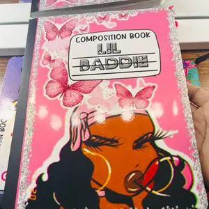 Lil Baddie Custom Composition Book with Butterfly Design and Unique Cover Art