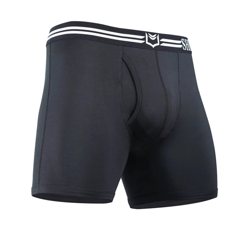 SHEATH 4.0 Men's Dual Pouch Boxer Briefs 5in - Solid Color Modal Anti-Chafe Underwear, Patent Separate Pouch Daily Comfy Menswear Regular Fit Underclothes Day