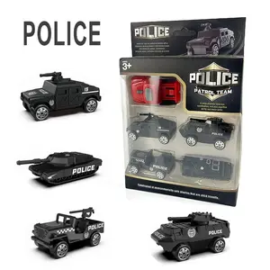 5-Piece Police Toy Car Set with launcher, 4 cars, slide/eject, for Halloween/Christmas gifts