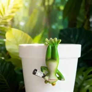 Whimsical Tipsy Frog Garden Figurine - Resin Waterproof Indoor Outdoor Decor for Patio Balcony Lawn Plants - Exceptional Unique Gift for Frog Statue Lovers Fade & Crack Proof