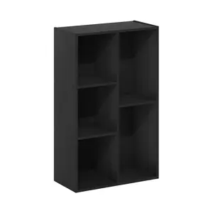 LUDER Bookcase, 5-Cube Bookshelf, Reversible Bookcase, 9.4 x 19.5 x 31.5, for Living Room Bedroom Home Office, Blackwood