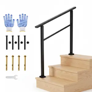 Garvee Outdoor Handrail for Steps,  3 Step Stair Handrail & Indoor Stair Railing Kit, Adjustable Height Staircase Railing Kit for Porch, Deck or Concrete Steps, Easy DIY Installation, Durable Exterior