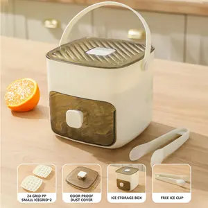 Large-capacity double-layer 48-compartment ice tray, made of food-grade plastic with built-in storage