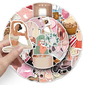 50 Pcs Urban Girl Stickers Set, Simple Creative Women Fashion Graffiti Decals for Fridge Desk Computer Journaling