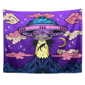 UFO Tapestry Alien Abduction Wall Hanging Decor Art Alien Spaceship Tapesties for Bedroom, Living Room, Dorm Decor Lightweight Decoration