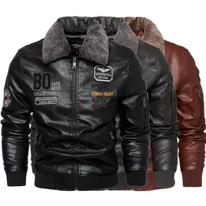 Business Slim Fit Aviator Jacket Men's Slim Fit Flight Jacket Black Aviator Jacket High-quality men's fur collar warm jacket