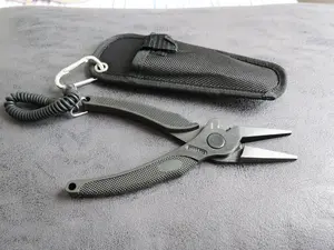 8” Pliers Titanium Coated Rubber Handle Sheath Coil Lanyard Line Cutters