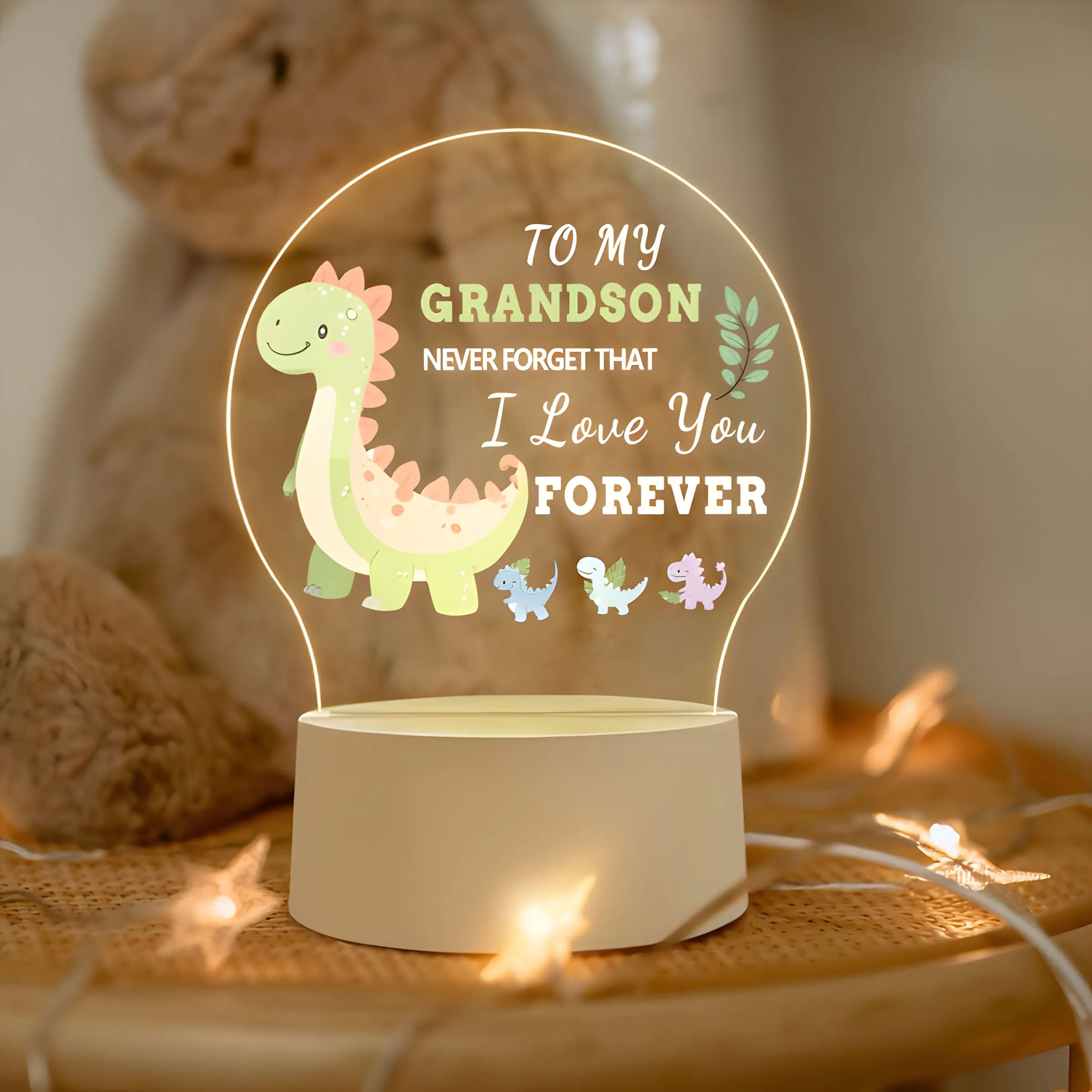 Dinosaur Theme Acrylic Night Light, Cute Dinosaur Design, Office Home Hotel Coffee Shop Church Bedroom Bedside Decor Lamp