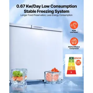 VEVOR Chest Freezer, 6.7 Cu. ft Compact Deep Freezer, Free Standing Top Open Door Chest Freezers with 2 Removable Baskets Adjustable Thermostat - Energy Saving, Low Noise Garage Ready, White