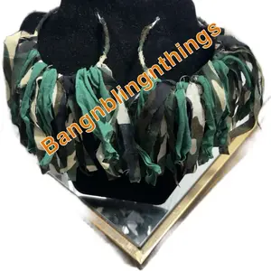 Camouflage Fabric Hoop Earrings - Bangnblingnthings