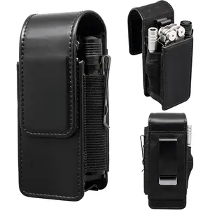 Multitool Holster with Belt Clip for Men, Faux Leather Multitool Sheath for Belt, Pocket Organizer for Work, Fits for Leatherman, SOG, Gerber Tools, Black