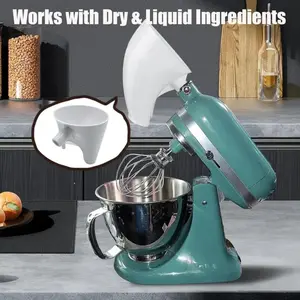 KitchenAid Mixer Flour Funnel with Spout & Anti-Spill Design - Compatible with Artisan KSM150 & 5 Quart Tilt-Head Mixers, Durable Plastic Accessory with Ergonomic Handle & Stable Base for Precise Baking