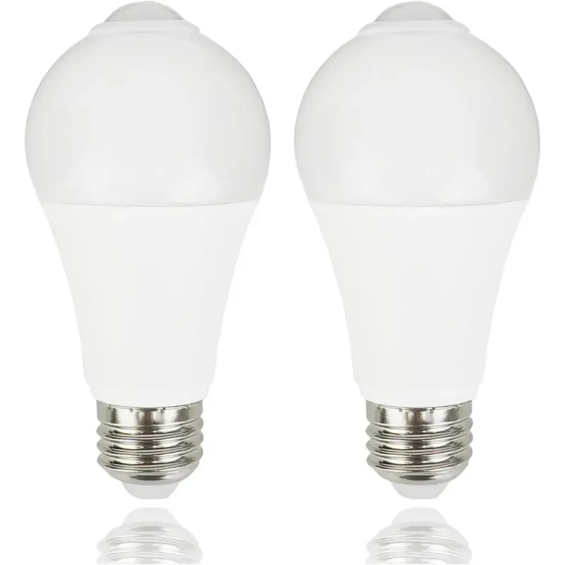 Motion Sensor LED Light Bulbs - 12W (100-Watt Equivalent), A19 Shape, Standard E26 Base, 5000K Daylight, 1100LM, Dusk-to-Dawn Auto-Sensing, Indoor/Outdoor Use for Porch Garage, 2-Pack Home Lighting Bulbs