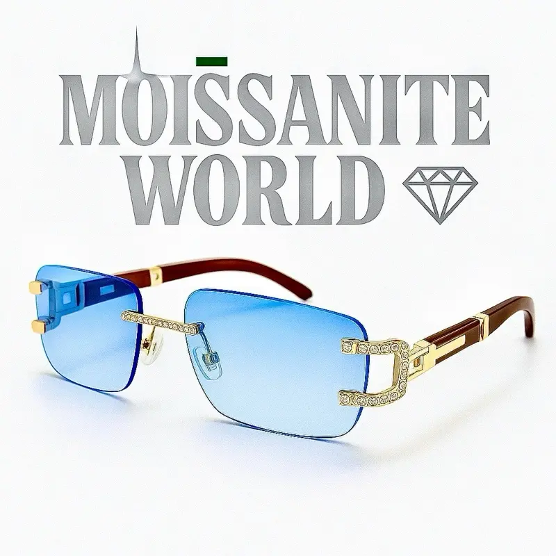 New High-Grade Fashion Borderless Trim Box High-Grade Moissanite Diamond-Encrusted Lenses Fashion Street Shooting Glasses Suitable for Men And Women.