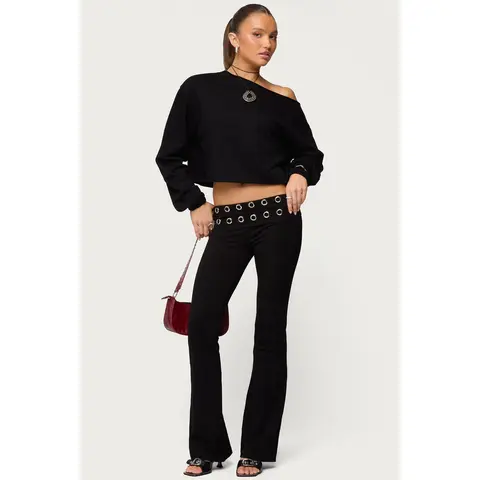 Nairobi Grommet Foldover Flared Leggings