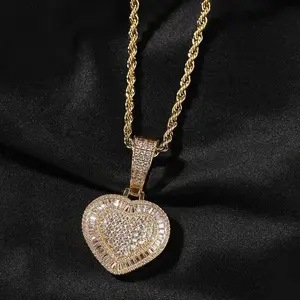 【Hip Hop Gift】Diamond Heart Necklace for Women Shiny Pendant Necklace for Women Gift for Girlfriend