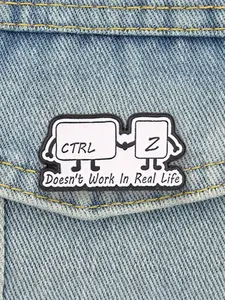 Ctrl Z Doesn't Work In Real Life Enamel Pin Computer Undo Shortcut Key Keyboard Office Worker Personification Button Alloy Brooch Lapel Backpack Clothing Decor Badge Fashion Jewelry Accessories Gift for Friends