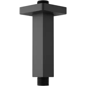Matte Black 4 Inch Short Square Shower Arm with Flange Stainless Steel Ceiling Mount Shower Extension Arm Pipe for Shower Head