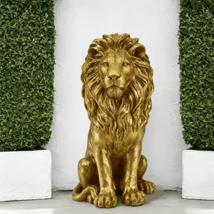 ARCH 24" Lion Statue, Resin Outdoor Guardian Sculpture, Simulated Animal Decor for Villa, Garden, Park & Resort, Patriotic Independence Day Decoration for Home & Courtyard