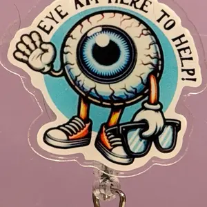 Eye am here to help funny Optometry Name beaded Badge Reels