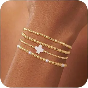 Bracelets for Women, Waterproof  Gold/Silver Plated Stackable Non Tarnish Trendy Dainty Paperclip Figaro Box Herringbone Hand Chain Bracelet Pack Stack Adjustable Jewelry for Women
