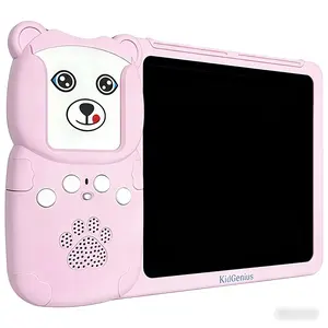 KidGenius Toddler Learning Tablet, Pink Bear Design Kids Drawing Pad, Educational Electronic Toy with Sound, Portable LCD Writing Tablet for Kids 3-7, Birthday Gift for Boys Girls